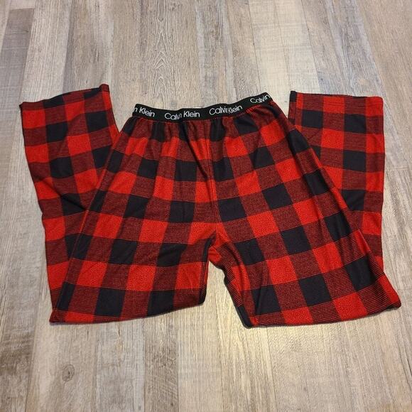 Calvin Klein large 10-12 women's red and black plaid pajama bottoms - Picture 1 of 4